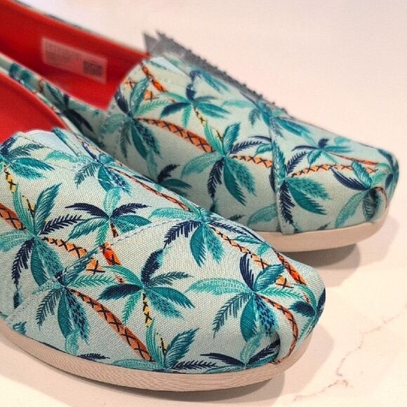 Toms x Paper Source Soft Blue Palm Trees Alpargata Slip-Ons Flat Shoes Size 7 - Picture 12 of 13
